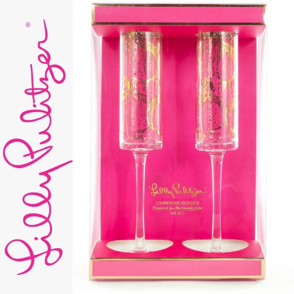 Lilly Pulitzer Glass Champagne Glasses